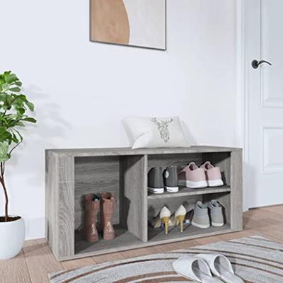 VidaXL Schoenenkast 100x35x45 cm bewerkt hout grijs sonoma VidaXL Schoenenkast 100x35x45 cm bewerkt hout grijs sonoma
