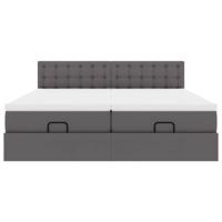 Ottoman bed met matrassen 200x200cm kunstleer grijs - thumbnail