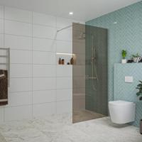 Fortifura Galeria inloopdouche - 100x200cm - rookglas - wandarm - Geborsteld RVS PVD (RVS) SW797940/SW797908 - thumbnail