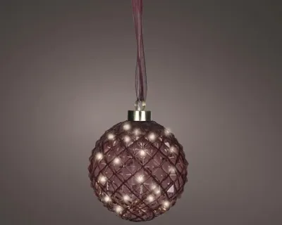 Lumineo microled bal 20cm maroon/warm wit