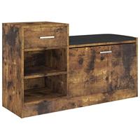 VidaXL Schoenenbank 94,5x31x57 cm bewerkt hout gerookt eikenkleurig - thumbnail