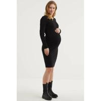 wehkamp zwangerschapsjurk met plooien zwart - thumbnail