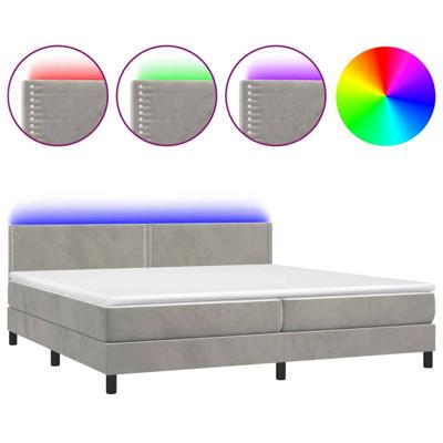 Boxspring met matras en LED fluweel lichtgrijs 200x200 cm