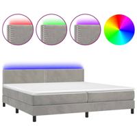 Boxspring met matras en LED fluweel lichtgrijs 200x200 cm - thumbnail
