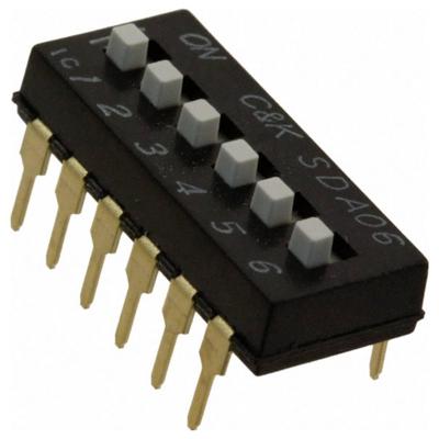 C & K Switches SDA06H1BD DIP Switch SDA Series DIP-schakelaar Aantal polen 6 1 stuk(s) Tube