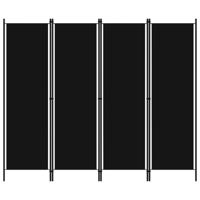 Kamerscherm met 4 panelen 200x180 cm zwart - thumbnail