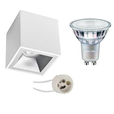 Philips Opbouwspot Set GU10 Vierkant Mat Wit/Zilver 3.7W DimTone