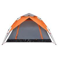 VidaXL Koepeltent 4-persoons snelontgrendeling grijs en oranje - thumbnail