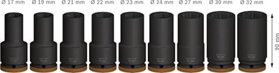 Bosch Accessoires 9-delige Krachtdoppenset 3/4" diep - 2608003042 Bosch Accessoires 9-delige Krachtdoppenset 3/4" diep - 2608003042