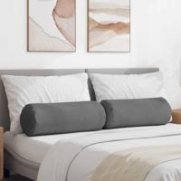 Bolster Kussens 2 pcs Donkergrijs 25 x 70 cm Microvezel Stof - thumbnail