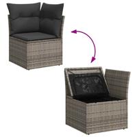 7-delige Loungeset met kussens poly rattan grijs - thumbnail