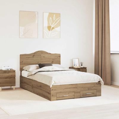 Bedframe met hoofdeinde Artisan Eiken 120 x 200 cm Bewerkt hout