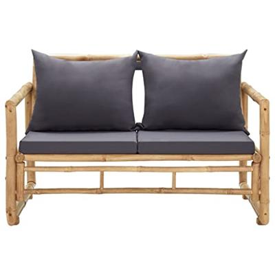 Tuinbank met kussens 115 cm bamboe