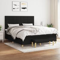 Boxspring met matras stof zwart 160x200 cm - thumbnail