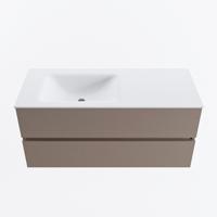 MONDIAZ VICA 110cm badmeubel onderkast Smoke 2 lades. Wastafel CLOUD links zonder kraangat, kleur Talc. - thumbnail