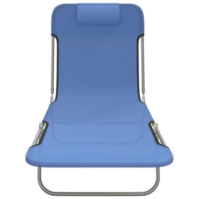 Ligbedden 2 st inklapbaar textileen en staal blauw - thumbnail