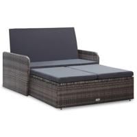 2-delige Loungeset met kussens poly rattan grijs - thumbnail