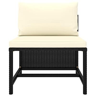 4-delige Loungeset met kussens poly rattan zwart 4-delige Loungeset met kussens poly rattan zwart
