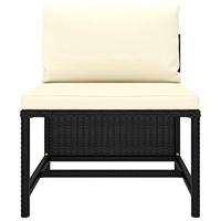 4-delige Loungeset met kussens poly rattan zwart - thumbnail
