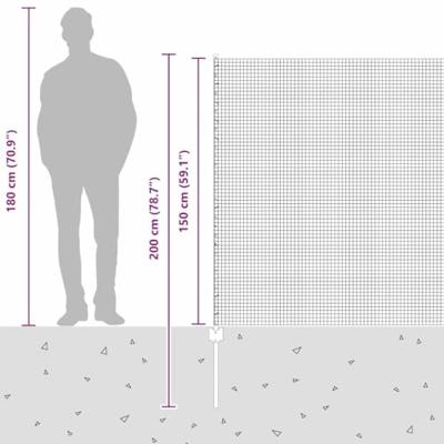 VidaXL Hek met paal zilver 1,5 x 25 m staal