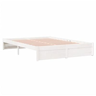 Bedframe massief hout wit 140x190 cm