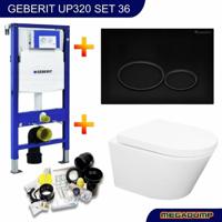 Geberit UP320 Toiletset Compleet | Inbouwreservoir | Wandcloset Wiesbaden Vesta Randloos 52cm | Set24 met Drukplaat - thumbnail
