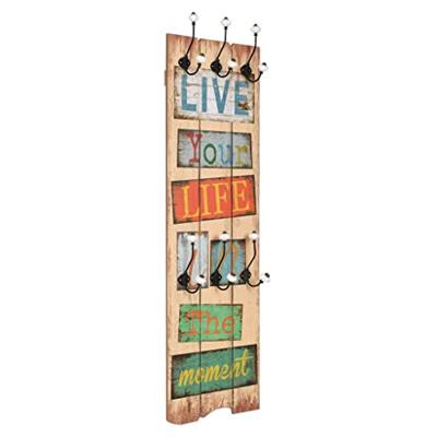 VidaXL Wandkapstok met 6 haken live life 120x40 cm