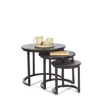 Ronde Bijzettafels Dusty (set van 3)  | Hout  | Mangohout | Zwart - thumbnail