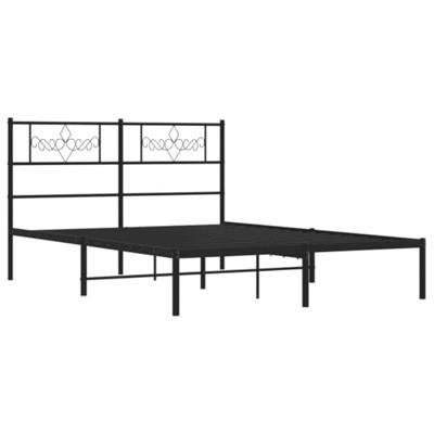 Bedframe met hoofdbord metaal zwart 140x190 cm