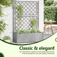 Plantenbak met latwerk 100x43x142 cm PP-steen grijs - thumbnail