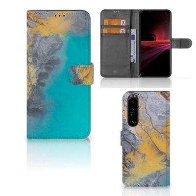 Sony Xperia 1 III | Bookcase | Marble Blue Gold Sony Xperia 1 III | Bookcase | Marble Blue Gold