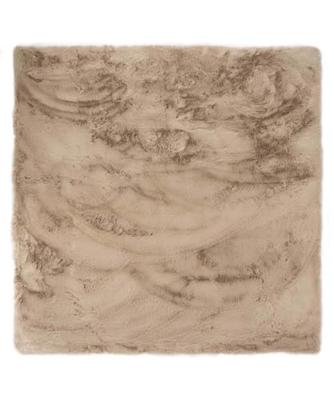 Tapeso Vierkant hoogpolig vloerkleed - Comfy plus - taupe - 200x200 cm