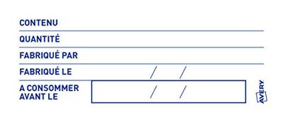 Avery etiketten voedselcodering, ft 98 x 40 mm, 1 rol met 300 afscheurbare etiketten in dispenser, Frans
