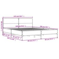 Bedframe bewerkt hout metaal zwart 150x200 cm - thumbnail