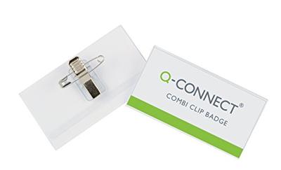 Q-Connect badge met combiklem 75 x 40 mm, doos van 50 stuks