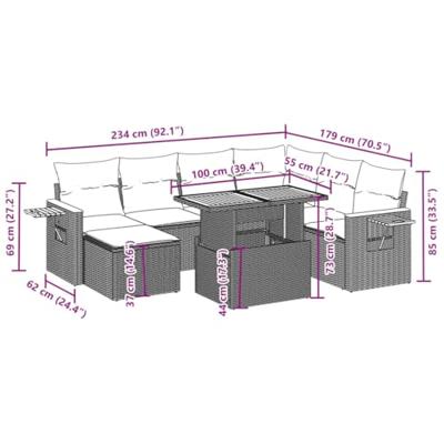 8-delige Loungeset met kussens poly rattan beige 8-delige Loungeset met kussens poly rattan beige
