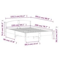Bedframe zonder matras massief grenenhout wit 150x200 cm - thumbnail