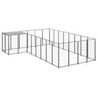 Hondenkennel 10,89 m² staal zwart - thumbnail