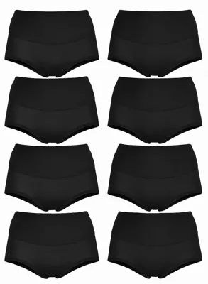 Fine Woman 10-pak - katoenen dames taille slip - Multipack dames onderbroek - Goedkoop katoenen ondergoed dames - M - Zwart - Onderbroek - Ondergoed