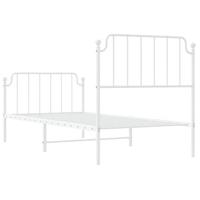 Bedframe met hoofd- en voeteneinde metaal wit 90x190 cm - thumbnail