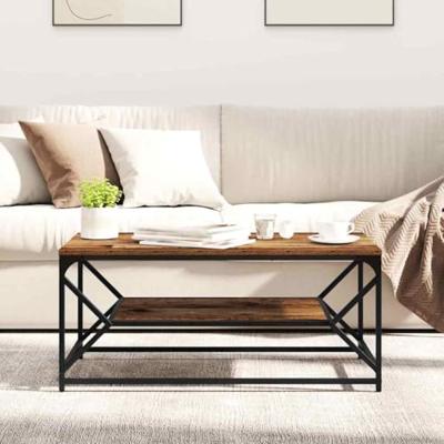 Salontafel Oud hout 90 x 50 x 40 cm Engineered hout en staal