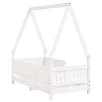 Kinderbedframe 70x140 cm massief grenenhout wit - thumbnail