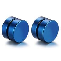 Magnetische Stud oorbellen Blauw 8mm - thumbnail