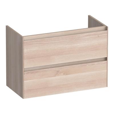 Brauer Inspire - Onderkast Ondiep - 80 cm - met 2 Softclose Lades Greeploos en 1 Sifon Uitsparing - Lamellen Eiken Wit