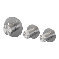 Brushed Carving inbouwthermostaat met 2 stopkranen en RVS afbouwdelen - thumbnail