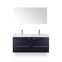 Seville Badmeubelset 120 cm - 4 laden Black Oak - Wastafel Djazz Dubbel - met Spiegel - thumbnail