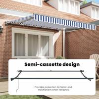 VidaXL Inklapbaar zonnescherm blauw en wit 350 x 250 cm - thumbnail