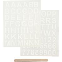 Creativ Company Rub-on stickers, letters en cijfers, h: 17 mm, b: 17 mm, vel 12,2x15,3 cm, wit, 1 doos - thumbnail