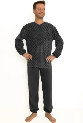 Outfitter Fleece heren pyjama - Squares- Warme winter mannen pyjama - Copy