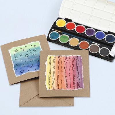 Creativ Company Kaarten en enveloppen, afmeting kaart 10,5x15 cm, afmeting envelop 11,5x16,5 cm, 110+220 gr, pastelkleuren, 50 set/ 1 doos